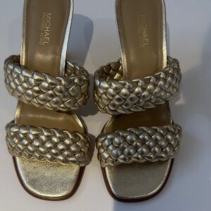 Michael Kors Gold Braided Strap Heels